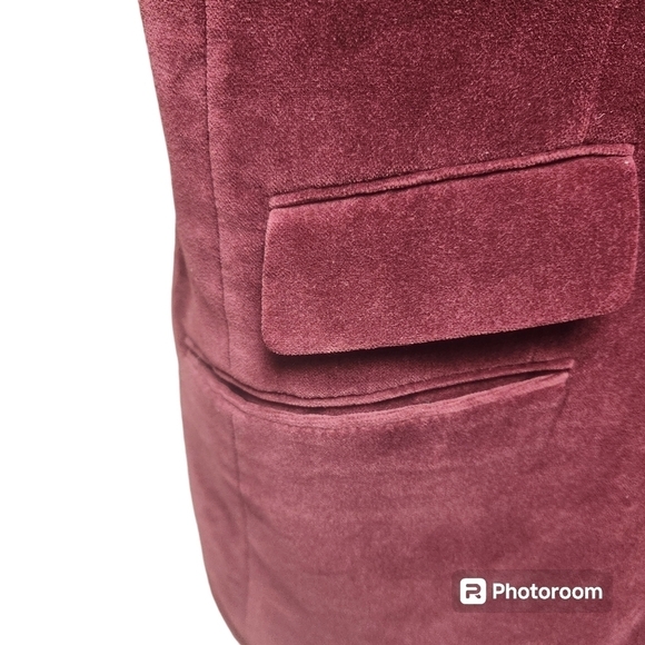 Dragonfly Vintage Burgundy 6 Pocket Velvet by Chinese Dragon Blazer Sz. L - Picture 8 of 9